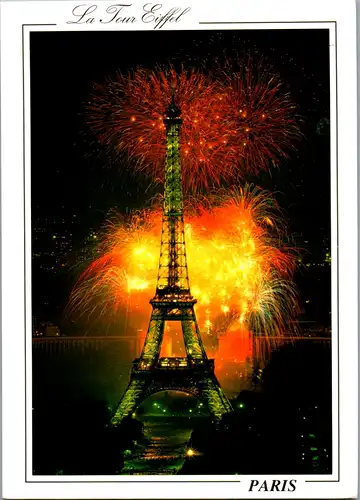 8203 - Frankreich - Paris La nuit , Feu d' artifice sur La Tour Eiffel , Eiffelturm , Feuerwerk - gelaufen 2005