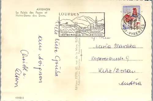 8233 - Frankreich - Avignon , Le Palais des Papes et Notre Dame des Doms - gelaufen 1965