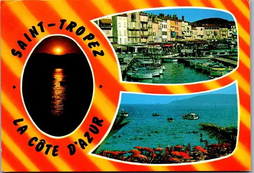 8240 - Frankreich - Saint Tropez , La Cote D' Azur , Mehrbildkarte - gelaufen 1987