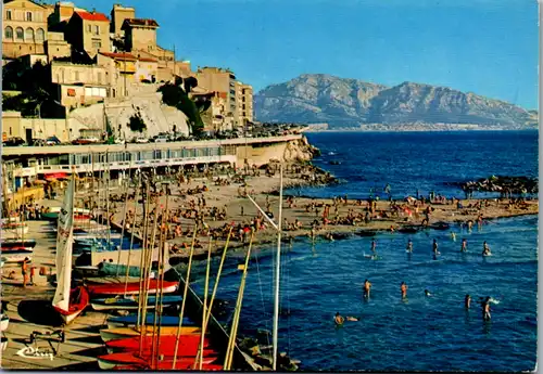 8242 - Frankreich - Marseille , La plage du Prophète , au fond , la Pointe Rouge , Strand - nicht gelaufen