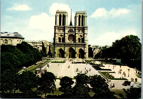 8257 - Frankreich - Paris , Fascade de la Cathédrale Notre Dame et parvis - nicht gelaufen
