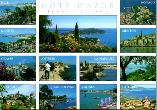 8265 - Frankreich - Cote D' Azur , French Riviera , Grasse , Antibes , Menton , Mehrbildkarte - gelaufen 2002