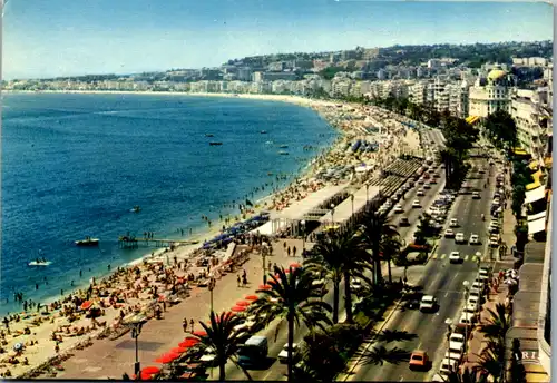 8270 - Frankreich - Nice , Vue générale de la Promenade des Anglais , Strand - gelaufen 1976