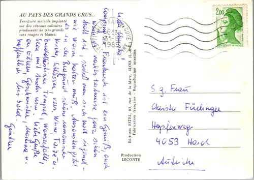 8271 - Frankreich - Au pays du Bourgogne , Beaune , Dijon , La Roche Pot , Aloxe Corton , Mehrbildkarte - gelaufen 1989