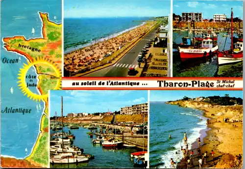 8275 - Frankreich - Tharon Plage , Cote de Jade , Images d' été , St. Michel , Mehrbildkarte - gelaufen 1987