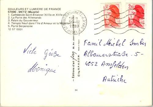 8283 - Frankreich - Metz , Moselle , Mehrbildkarte - gelaufen 1989