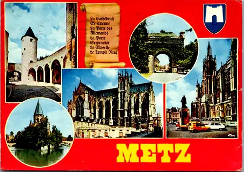 8287 - Frankreich - Metz , Moselle , Cathédrale St. Etienne , Port des Allemands , Serpenoise , Le Temple Neuf. , Mehrbildkarte - gelaufen 1982
