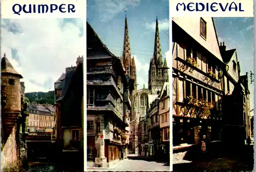 8293 - Frankreich - Quimper Medieval , Tourelle sur le Stéir , la rue Kéréon et la Taverne des Cariatides de la rue Gúe Odet - nicht gelaufen