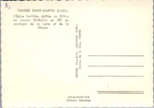 8300 - Frankreich - Candes Saint Martin , L' Eglise fortifiée édifiée , Mehrbildkarte - nicht gelaufen