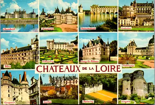 8320 - Frankreich - Chateaux de la Loire , Les Merveilles du val de Loire , Mehrbildkarte - gelaufen