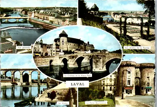 8323 - Frankreich - Laval , Le Viaduc , La Porte Beucheresse , Le Chateau et le Vieux Pont - nicht gelaufen