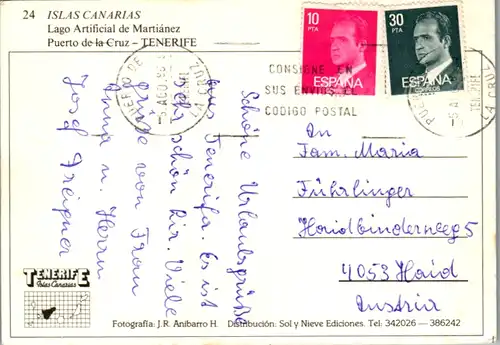 8370 - Spanien - Teneriffa , Lago Artificial de Martiánez , Puerto de la Cruz , Islas Canarias - gelaufen 1986