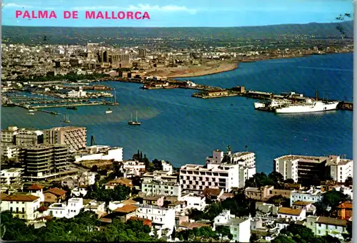 8372 - Spanien - Mallorca , Palma , Vista general , Hafen , Nachgebühr Stempel - gelaufen 1986
