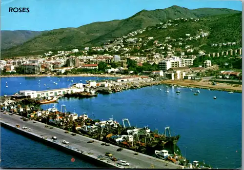 8375 - Spanien - Roses , Costa Brava , Puerto comercial , Hafen - gelaufen 1991