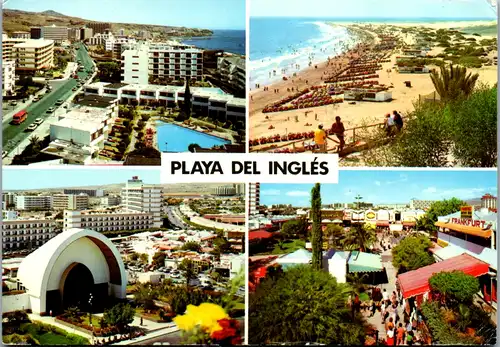 8380 - Spanien - Playa del Ingles , Inglés , Mehrbildkarte - gelaufen