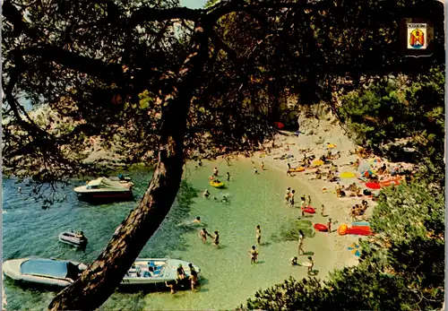8399 - Spanien - Playa de Aro , Costa Brava , Cala Sa Cova , Starnd , Bucht - gelaufen 1976