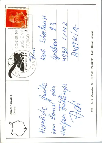 8400 - Spanien - Gran Canaria , Dunas , Dünen , Palmen - gelaufen