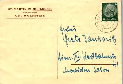 8415 - Oberösterreich - Postkarte , St. Martin im Mühlkreis , Oberdonau , Gut Wolfstein - gelaufen 1940
