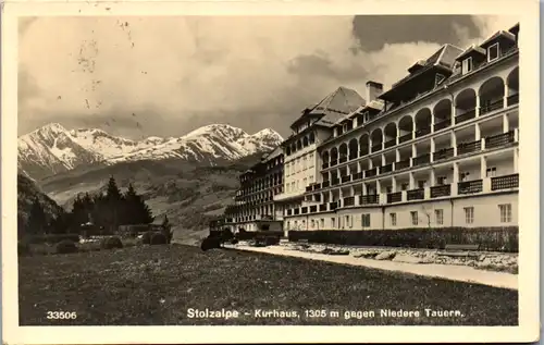 8458 - Steiermark - Stolzalpe , Kurhaus gegen Niedere Tauern - gelaufen 1937