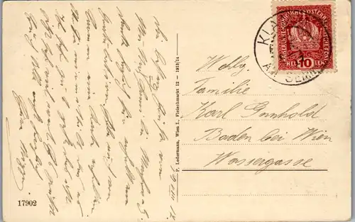 8485 - Niederösterreich - Semmering , Ruine und Ort Klamm - gelaufen 1917