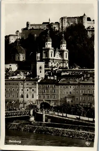8493 - Salzburg - Salzburg , Staatsbrücke mit Dom u. Festung Hohensalzburg - gelaufen 1937