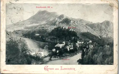 8584 - Oberösterreich - Losenstein , Schieferstein , Ruine , Ennsfluß - gelaufen 1907