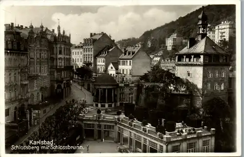8599 - Tschechische Republik - Karlsbad , Karlovy Vary , Schlossberg mit Schlossbrunn - gelaufen 1933