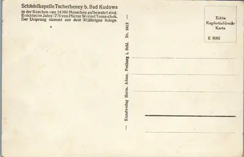 8607 - Polen - Bad Kudowa , Kudowa Zdroj , Schädelkapelle , Tscherbeney - nicht gelaufen