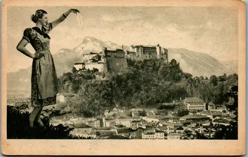 8627 - Salzburg - Salzburg gegen den Untersberg - gelaufen 1959