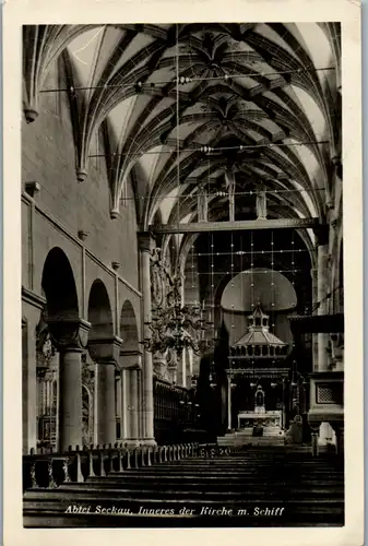 8628 - Steiermark - Seckau , Abtei Seckau , Inneres der Kirche m. Schiff - gelaufen 1930