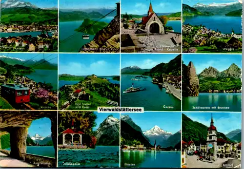 8681 - Schweiz - Vierwaldstättersee , Luzern , Vitznau , Weggis , Corsau , Mehrbildkarte - gelaufen 1975