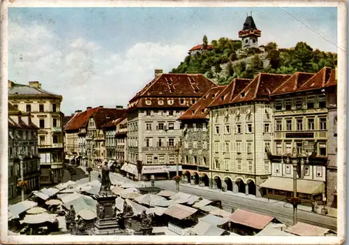 8700 - Steiermark - Graz , Adolf Hitler Platz , Hauptplatz - gelaufen 1944