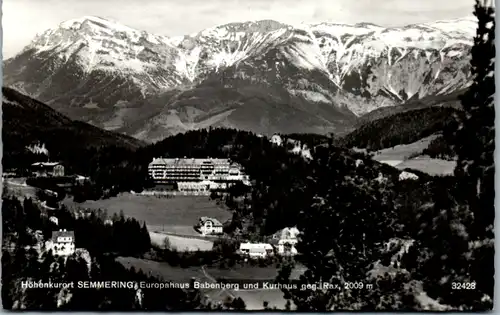 8710 - Niederösterreich - Semmering , Europahaus Babenberg und Kurhaus gegen Rax - gelaufen 1968