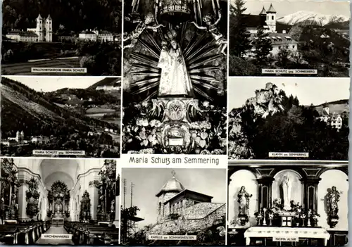 8714 - Niederösterreich - Maria Schutz am Semmering , Klamm , Fatima Altar , Kircheninneres , Mehrbildkarte - gelaufen 1958