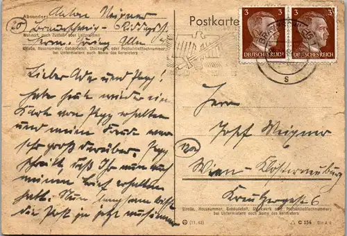 8728 - Wien - Postkarte , Braunschweig - Wien - gelaufen 1944
