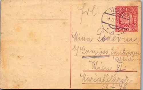 8731 - Wien - Ganzsache , Liesing - Wien - gelaufen 1908