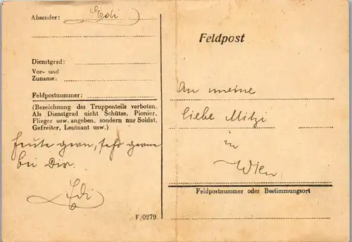 8732 - Wien - Feldpost nach Wien - gelaufen 1944
