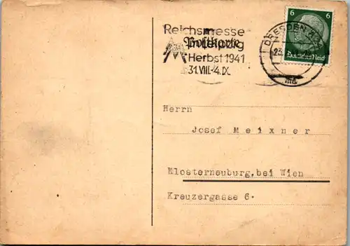 8737 - Deutschland - Postkarte , Dresden - Klosterneuburg - gelaufen 1941