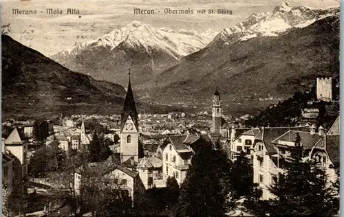 8746 - Italien - Meran , Merano , Maia Alta , Obermais mit St. Georg - gelaufen