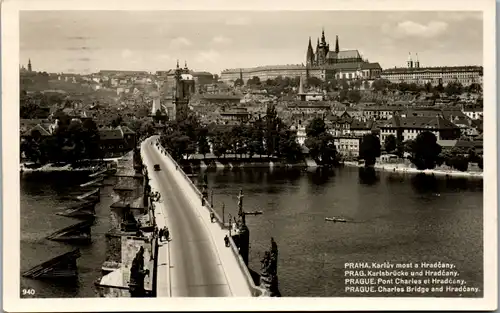 8759 - Tschechische Republik - Praha , Prag , Karluv most a Hradcany , Karlsbrücke - gelaufen 1938