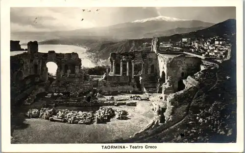 8760 - Italien - Taormina , Teatro Greco , Grichisches Theater - gelaufen 1934