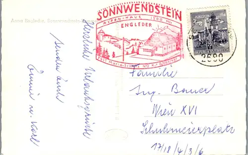 8783 - Niederösterreich - Semmering , Alpenhaus Sonnwendstein gegen Rax , Anna Engleder , Auto - gelaufen 1967