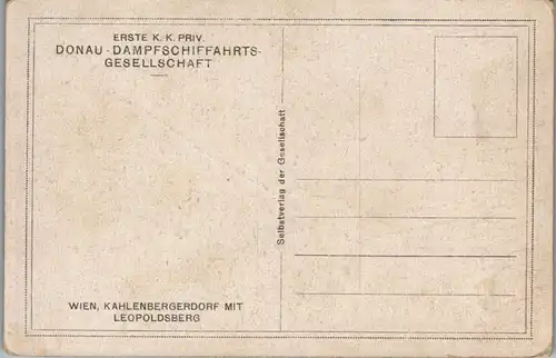 8807 - Künstlerkarte - Donau Dampfschifffahrts Gesellschaft , Wien Kahlenbergerdorf mit Leopoldsberg , signiert Rudolf Schmidt - nicht gelaufen