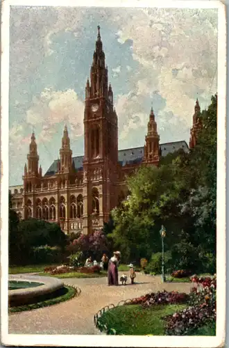 8809 - Künstlerkarte - Wien , Rathaus - gelaufen 1921