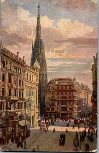 8810 - Künstlerkarte - Wien I , Stephansturm vom Stock im Eisenplatz - gelaufen 1918