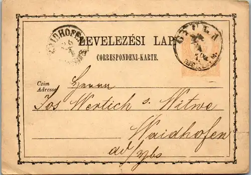 8823 - Österreich - Ganzsache , Waidhofen an der Ybbs - gelaufen 1874