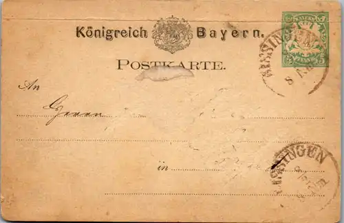 8824 - Deutschland - Ganzsache , Bayern , Kissingen - gelaufen 1878