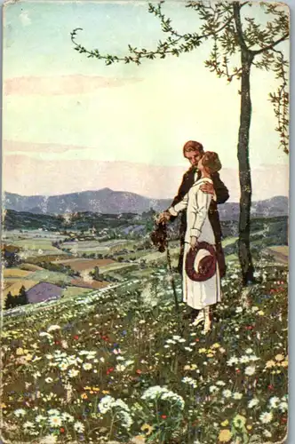 8826 - Künstlerkarte - Romantik , Paar - nicht gelaufen