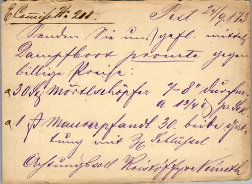 8877 - Niederösterreich - Ganzsache , Pest - Waidhofen an der Ybbs , Budapest - gelaufen 1873