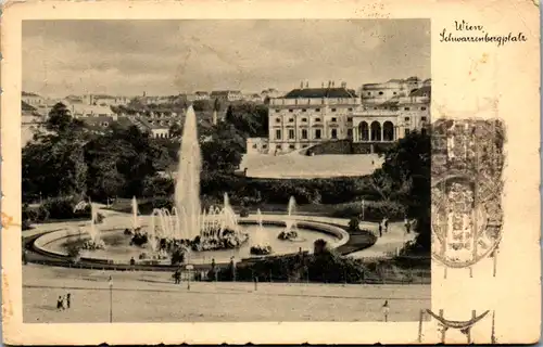 8889 - Wien - Schwarzenbergplatz , Stempel , Springbrunnen , Brunnen - nicht gelaufen 1938